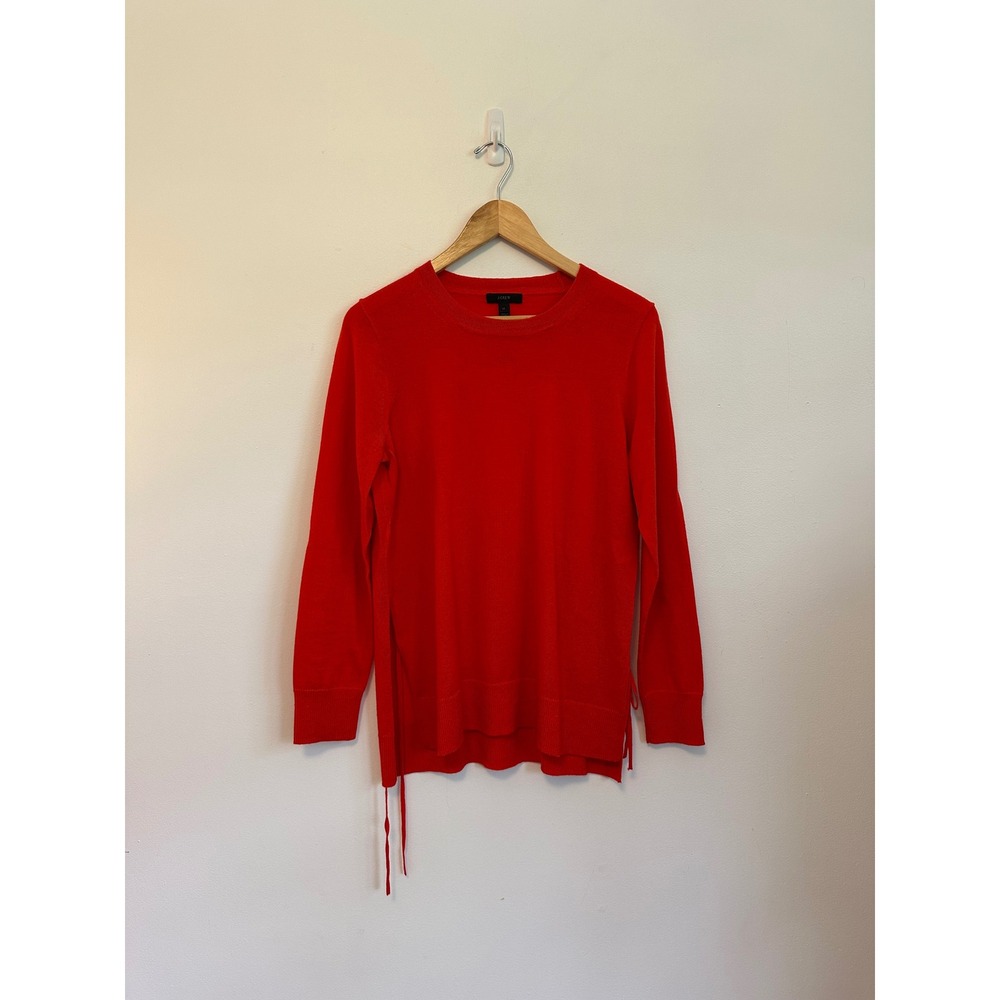 J. Crew Red 100% Merino Wool Side Tie Sweater | Size Medium